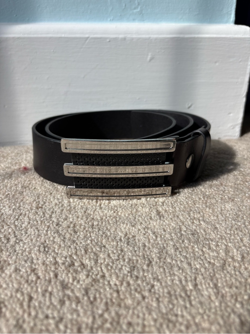 adidas Golf Trophy 2.0 3-Stripe Leather Belt & Buckle - Men's Size 38 (35"-41")